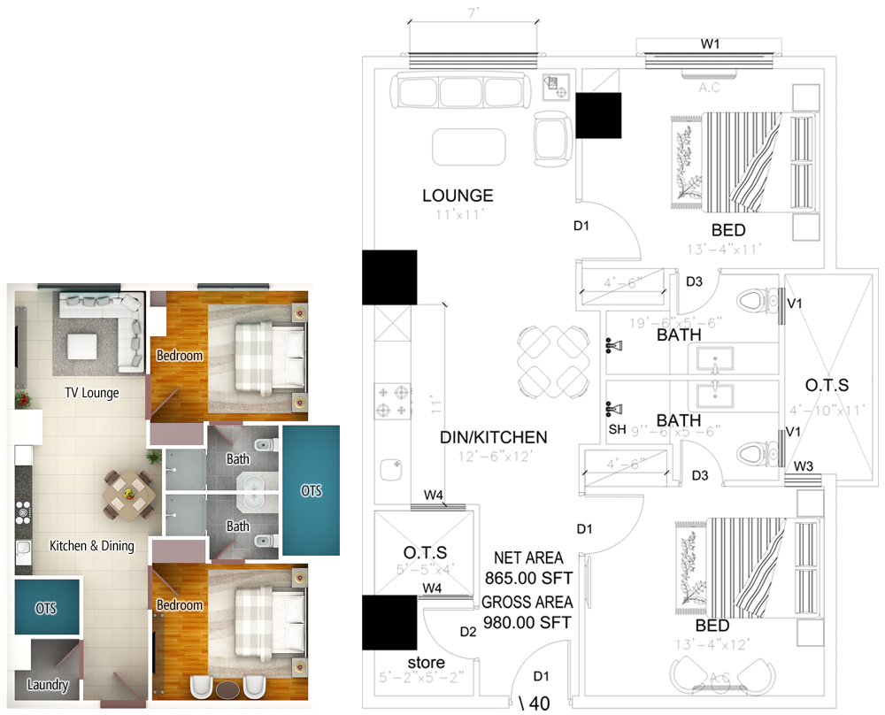 2 BED ROOM APARTMENT