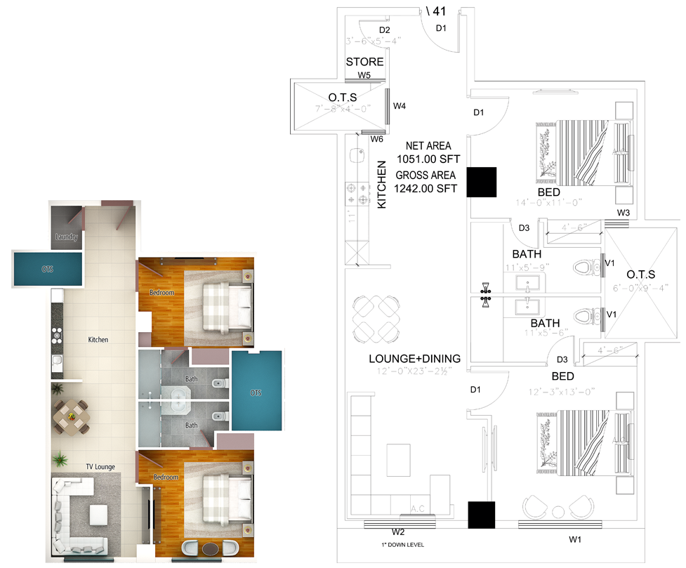 2 BED ROOM APARTMENT