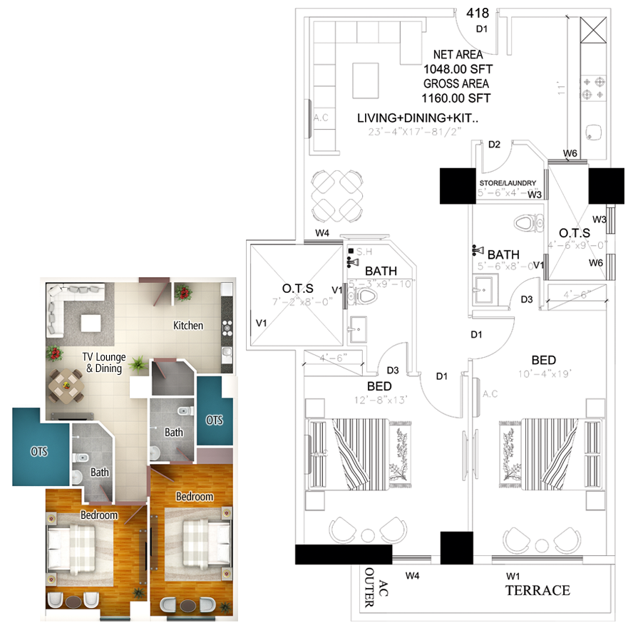 2 BED ROOM APARTMENT